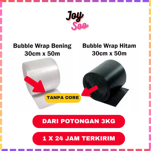 

(TANPA CORE) BUBBLE WRAP ROLL 30CM X 50METER HITAM BENING