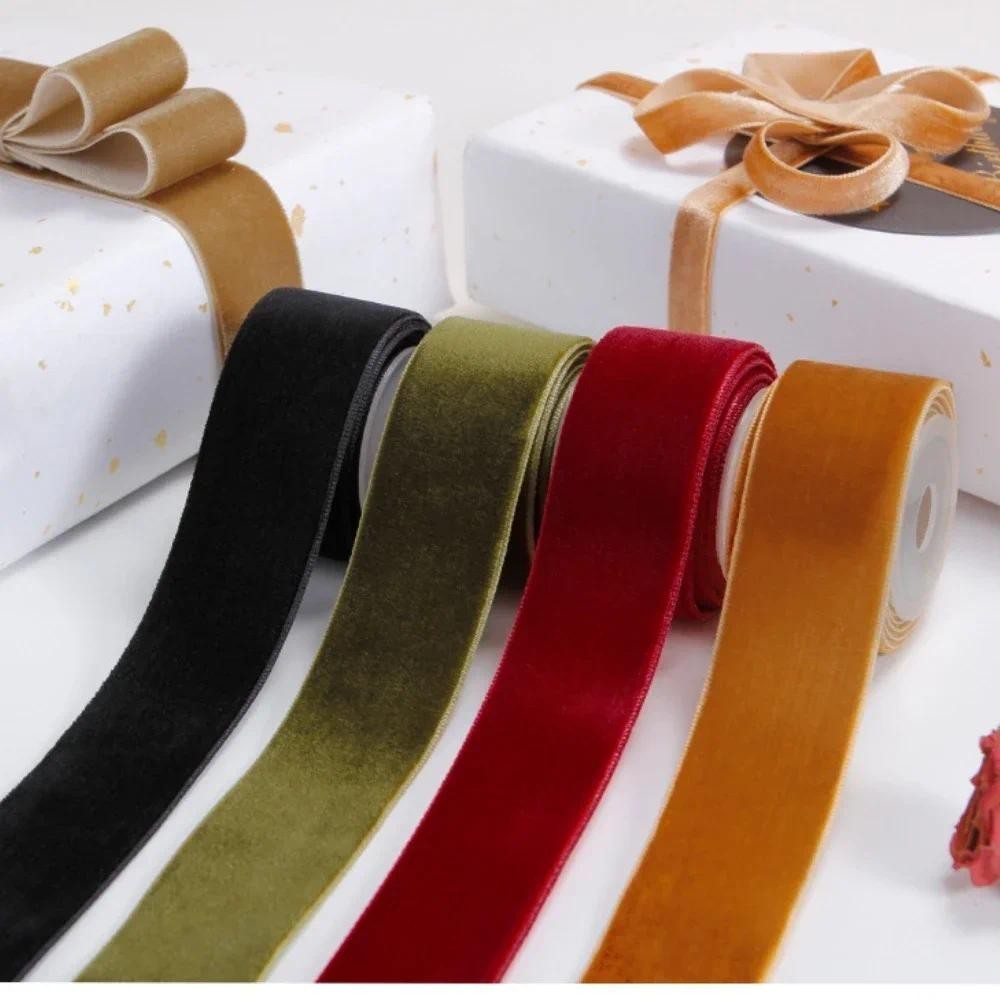 

Vintage High Dense Velvet Ribbon Flocking With Diy Gift Box Packaging Bow Garment Accessories Velvet 10 Yard