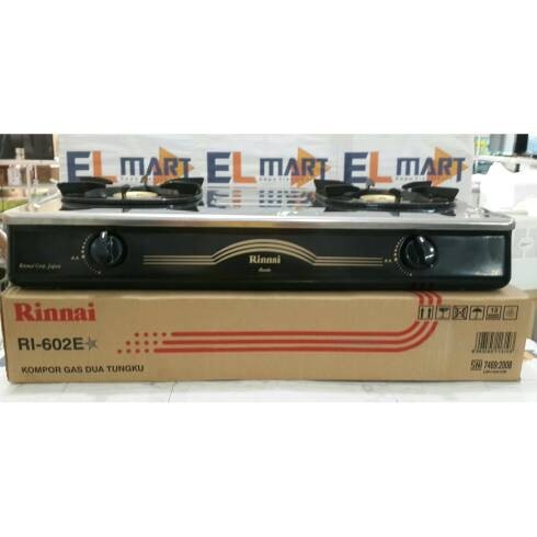 RINNAI RI602E Kompor Gas 2 Tungku Stainless RI 602 E Hitam