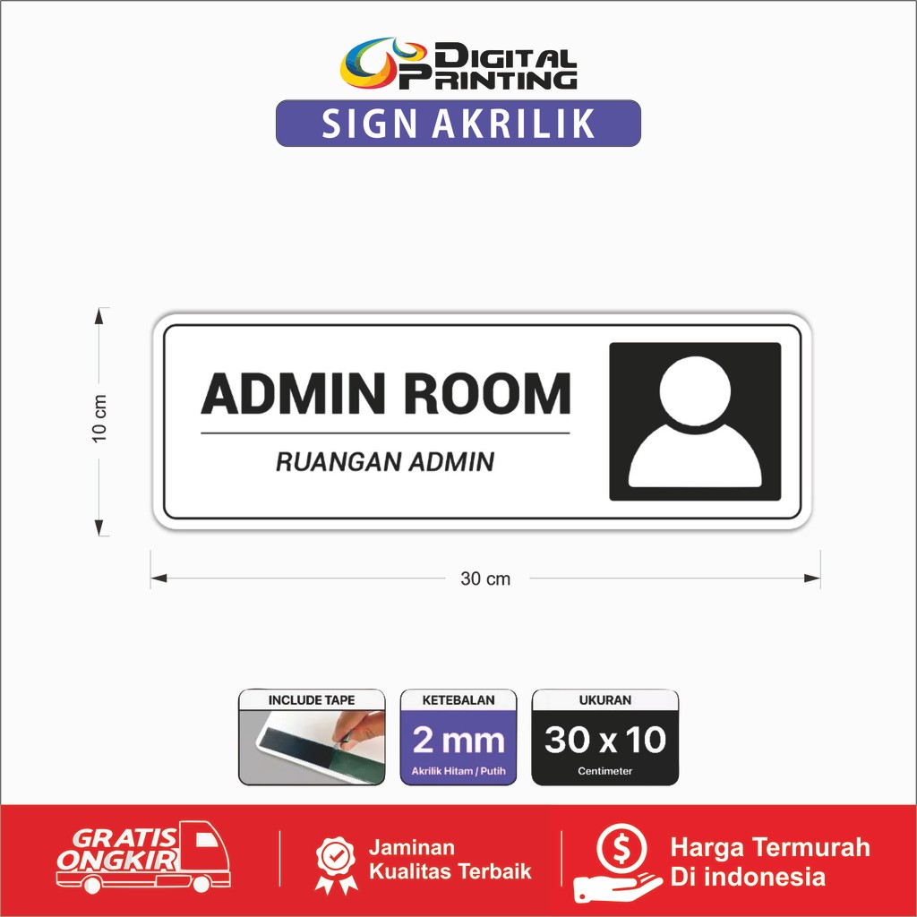Akrilik Signage admin room signage ruangan admin 
