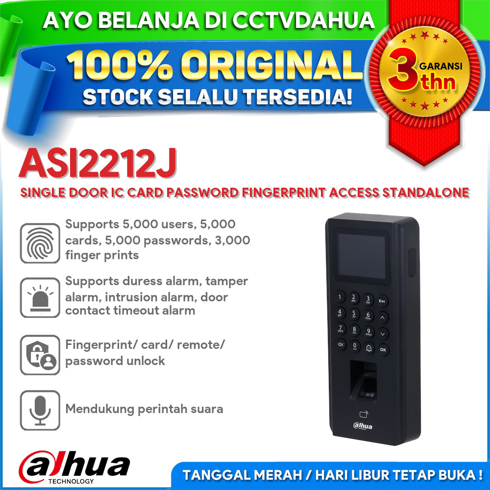 DAHUA ASI2212J SINGLE DOOR IC CARD PASSWORD FINGERPRINT ACCESS STANDALONE
