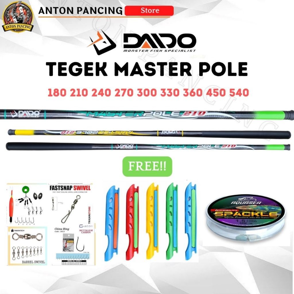 Tegek Joran Pancing Set Daido Master Pole Ruas Panjang 180 s/d 300cm Siap Pakai