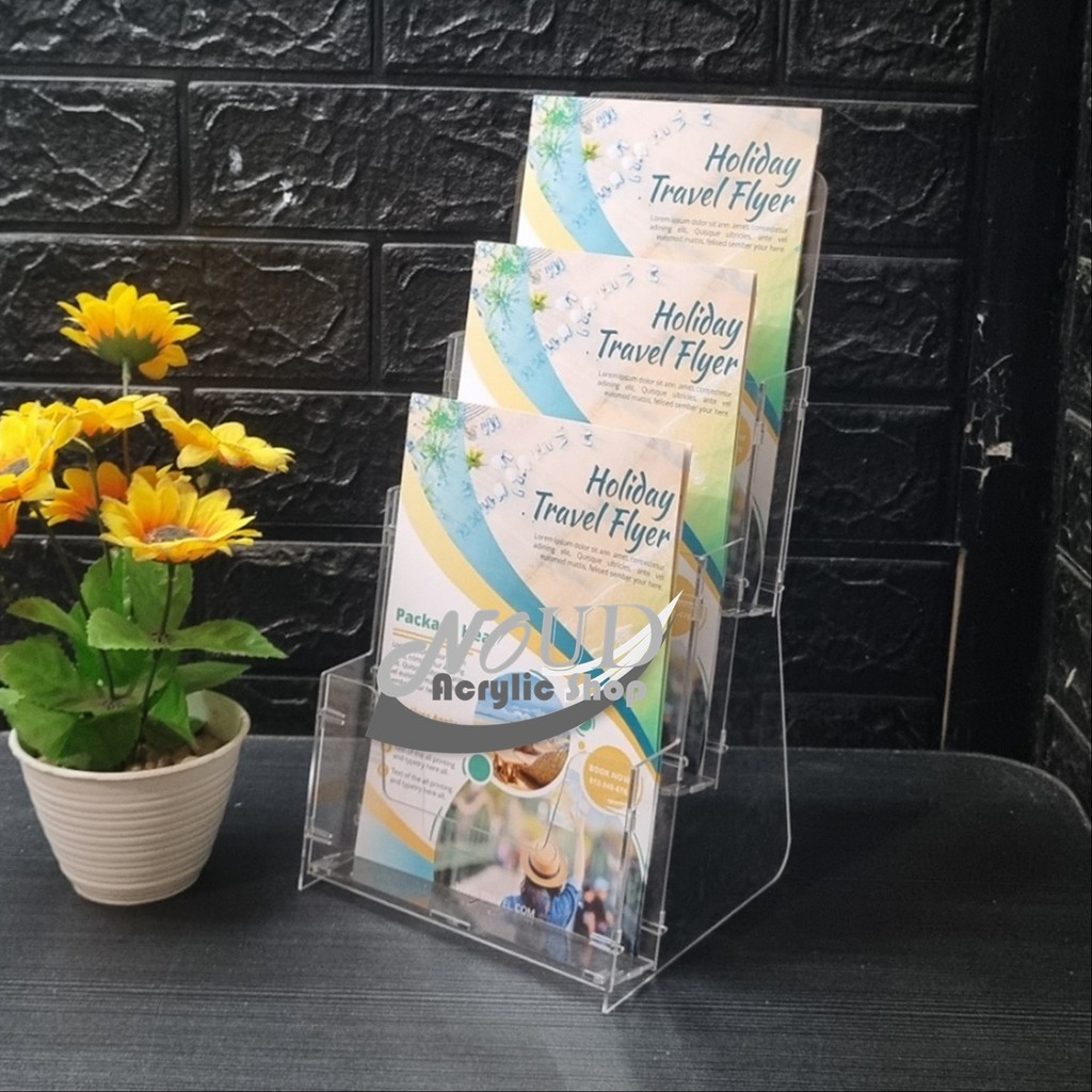

Tempat Brosur Akrilik / Display Brosur Acrylic / Rak Brosur Susun Knock Down