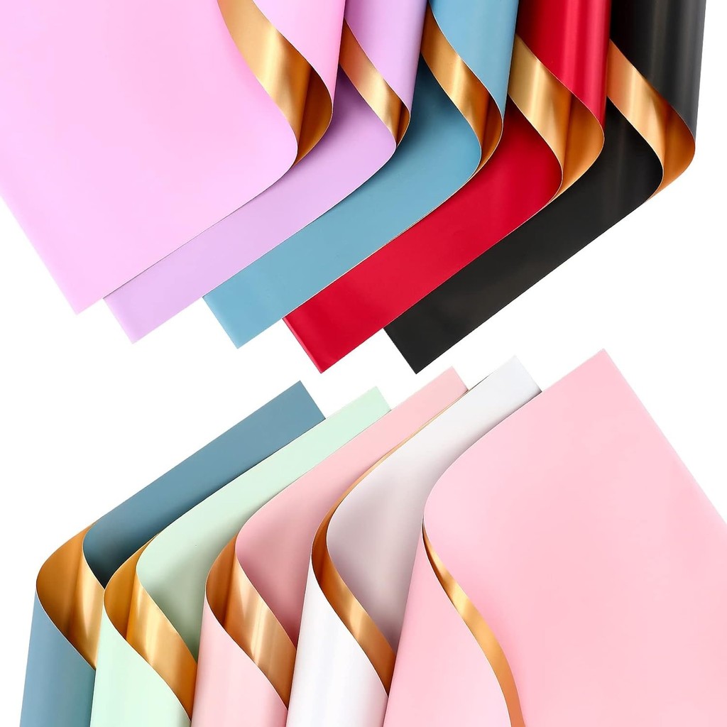 

Waterproof Double Sided Flower Wrapping Paper, Golden Bouquet Florist Paper, Bridal Wedding Gift Packaging Supplies, 20Pcs/ Pack