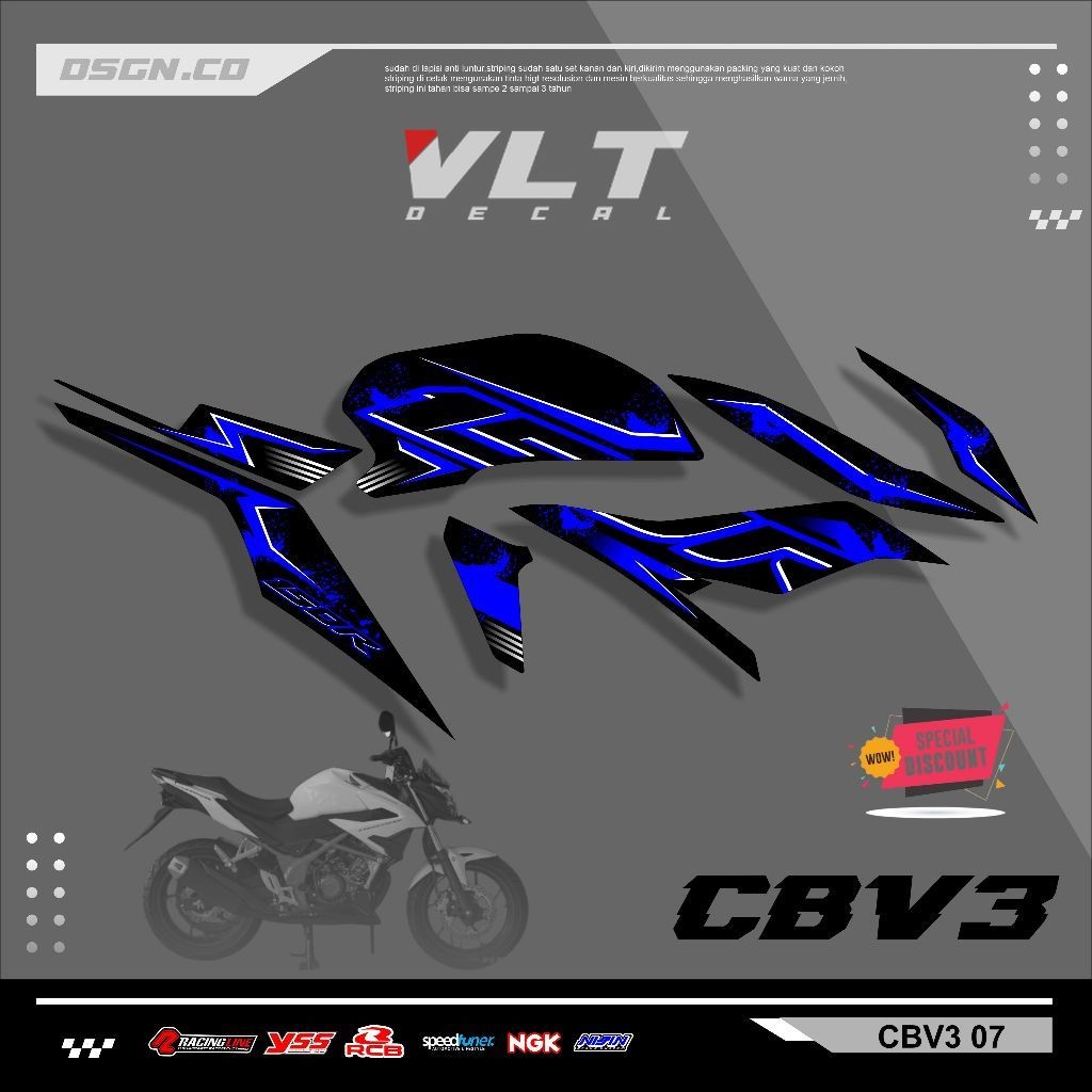 STRIPING CB150R V3 - STRIPING CB150R V3 NEW STREET FIRE - STIKER CB150R V3 RAINBOW 07