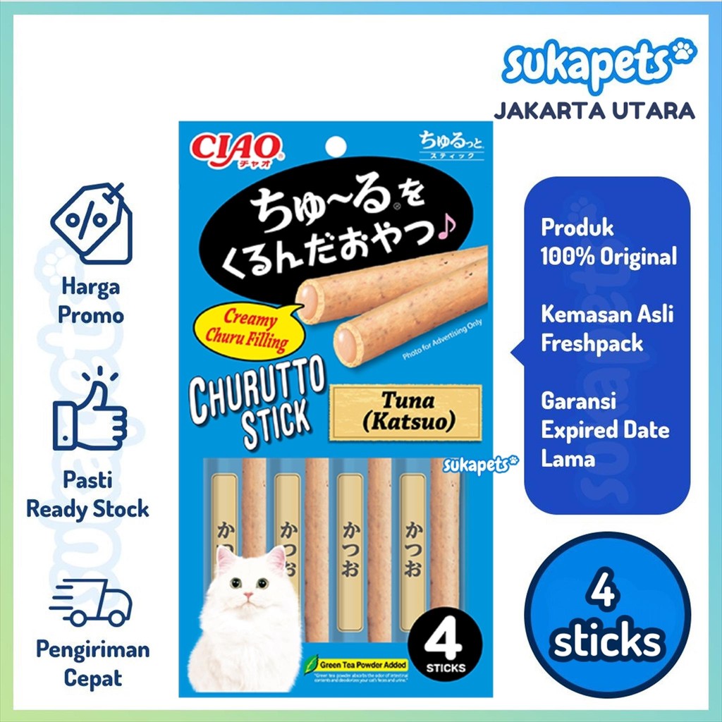 Ciao Churutto Stick Katsuo Formula Snack Kucing 4 Sticks