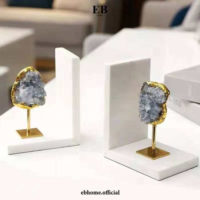 

Penyangga Buku Crystal Cluster Bookend Luxury Gift Pajangan Rak Kerja