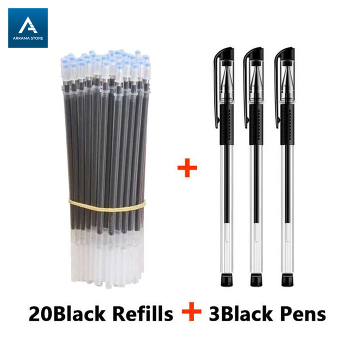 

pulpen gel 0.5 mm isi ulang dengan tinta refill hitam 20 pcs