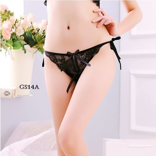 G String Ikat Tali Underwear Wanita Celana Dalam Lace Hitam Gs14A