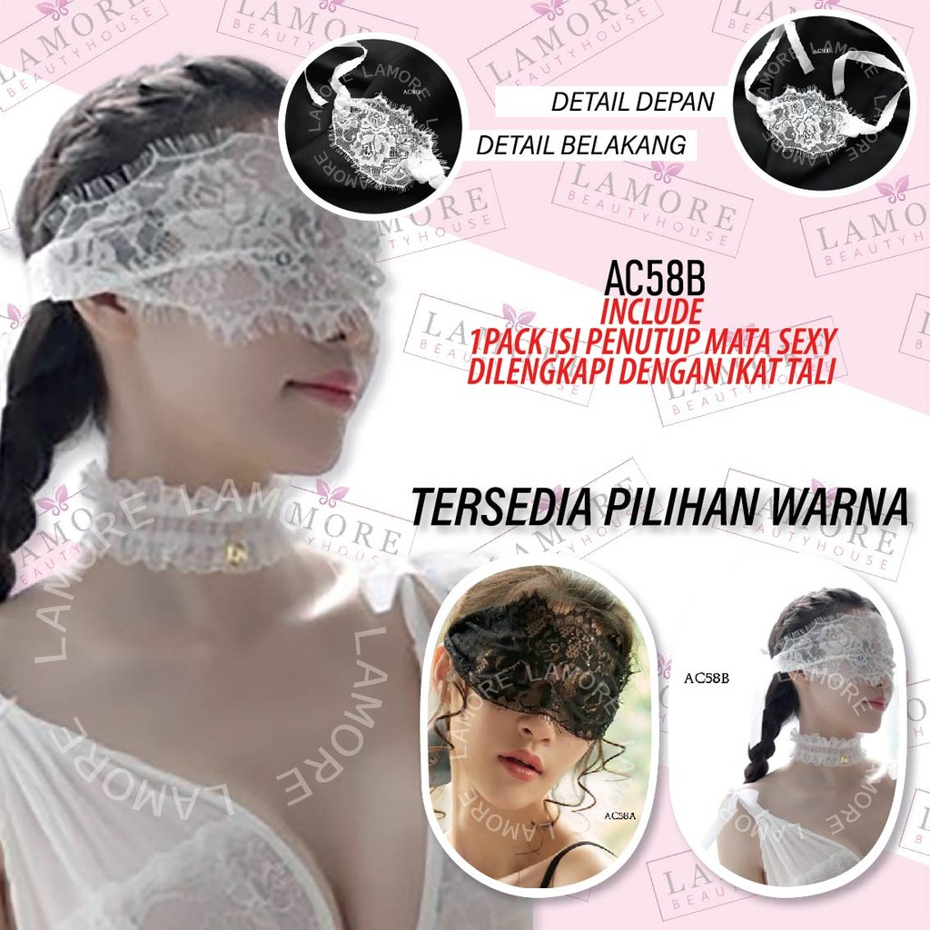 Topeng Lingerie Putih Penutup Mata Renda Full Lace Wanita Party Costume Renda Ac58B