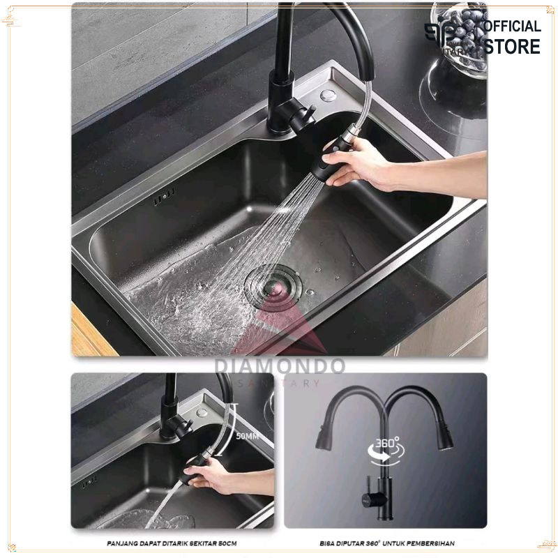 [LOVELIN] Kran Sink Tarik Keran Cuci Piring Fleksibel Stainless Faucet Sprayer kran Cuci Piring Kitc