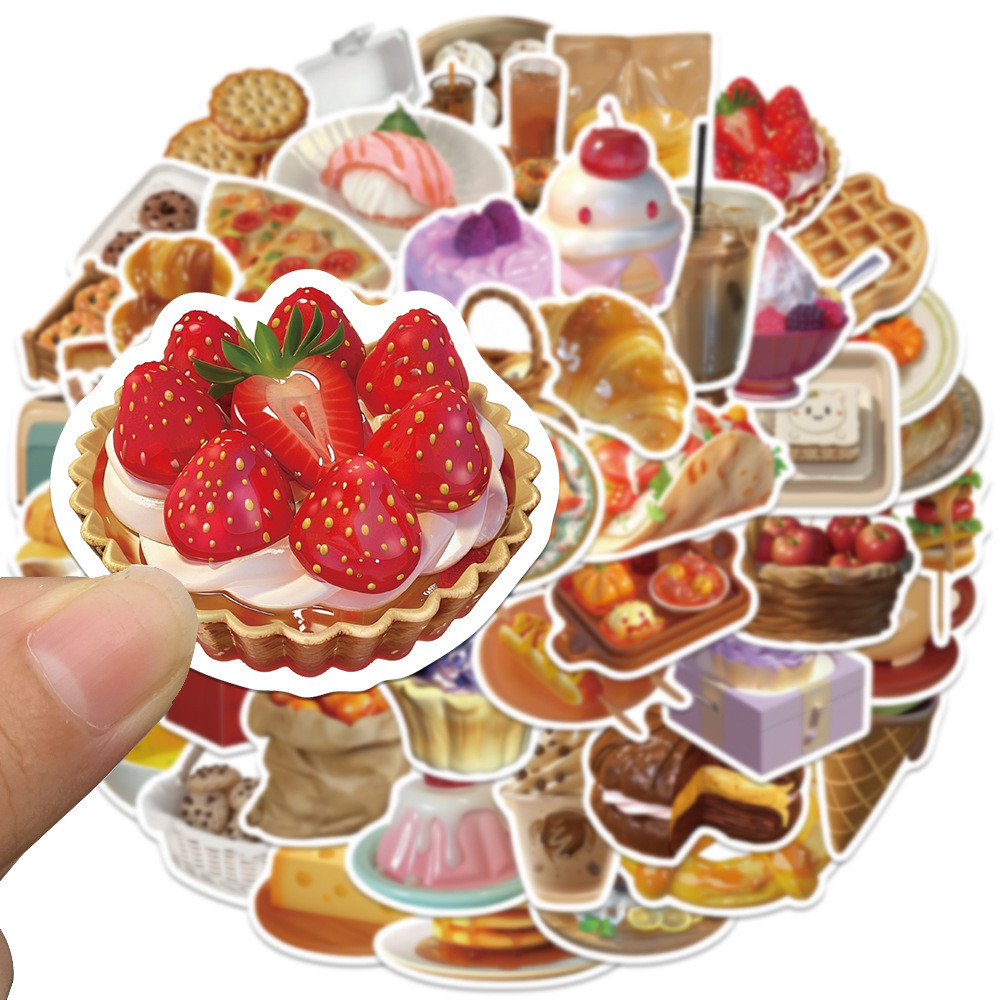 

10/30/50pcs Ins Style Kawaii Food Stickers Cartoon Decoration DIY Diary Scrapbook Phone Bike Skateboard Waterproof Graffiti Toys