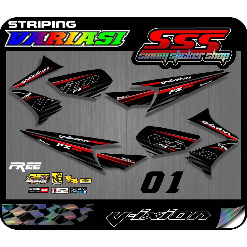 STIKER STRIPING HOLOGRAM YAMAHA VIXION OLD KEKINIAN