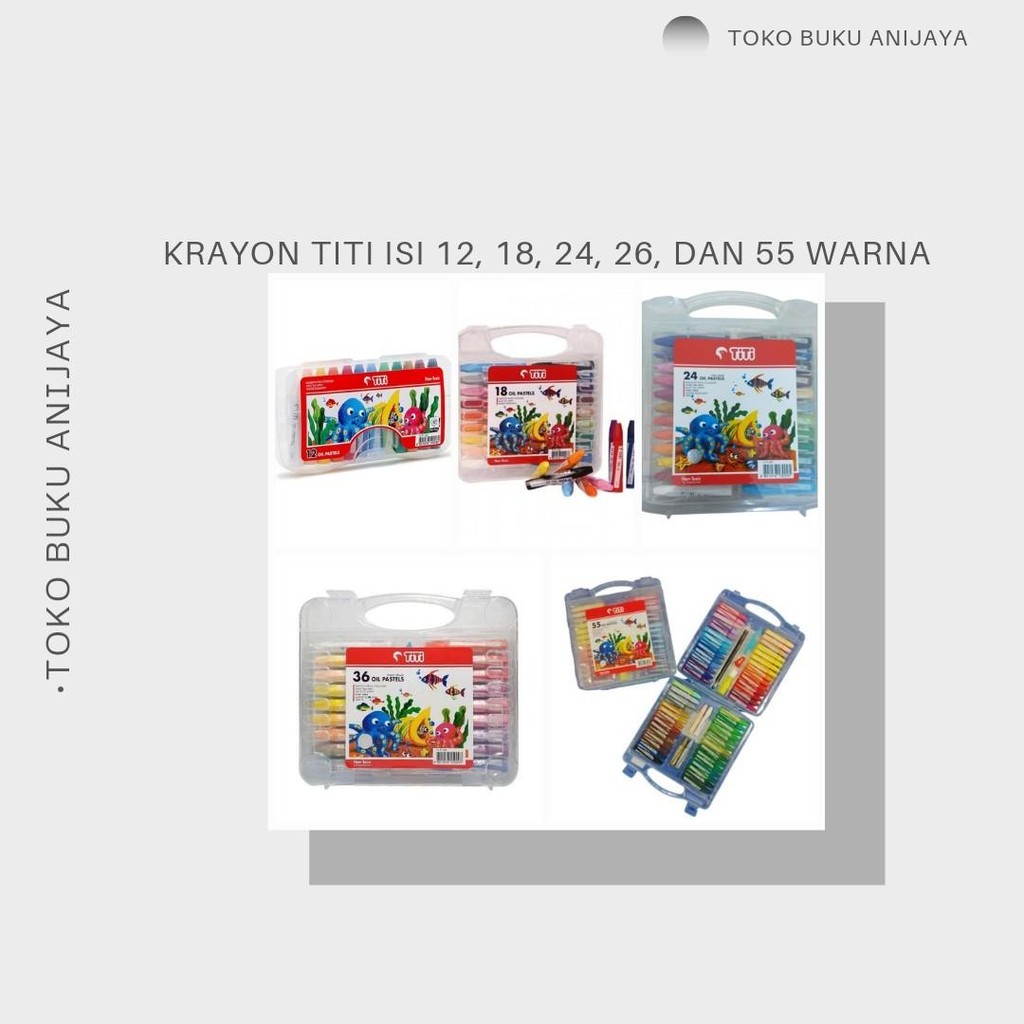 

KRAYON TITI ISI 12, 18, 24, 26, DAN 55 WARNA Stationery