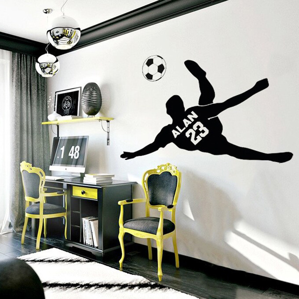 

Custom Name Number Soccer Player Jersey Wall Sticker Boy Kids Playroom Football Sport Shooting Wall Decal Bedroom