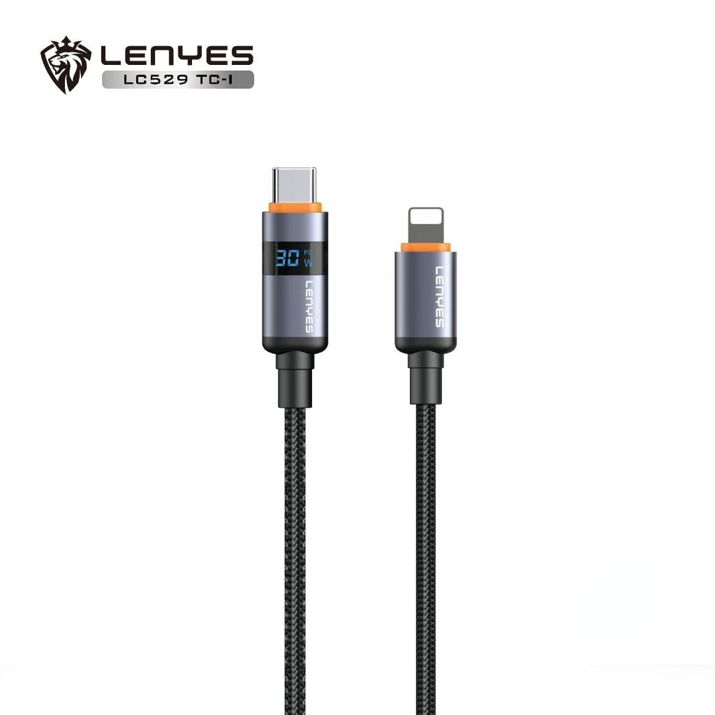 Kabel Data LENYES LC529 PD 30W 66W 100W Fast Charging Type C Lightning Data Cable Charger Braided Nylon 1 Meter