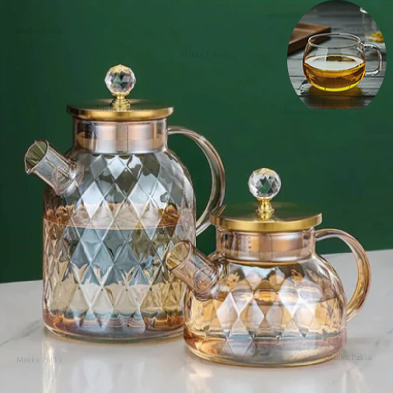 Teko Air Panas /Ketel Borosilicate Bisa Dimasak Teko Kaca/Kaca Teko Teh Tempat -Tahan Panas Tutup  M