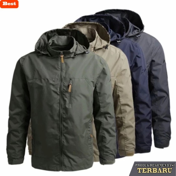 hoodie pria keren Jaket pria keren casual hoodie bahan parasut tebal nyaman/jaket Hoodie - krem, S