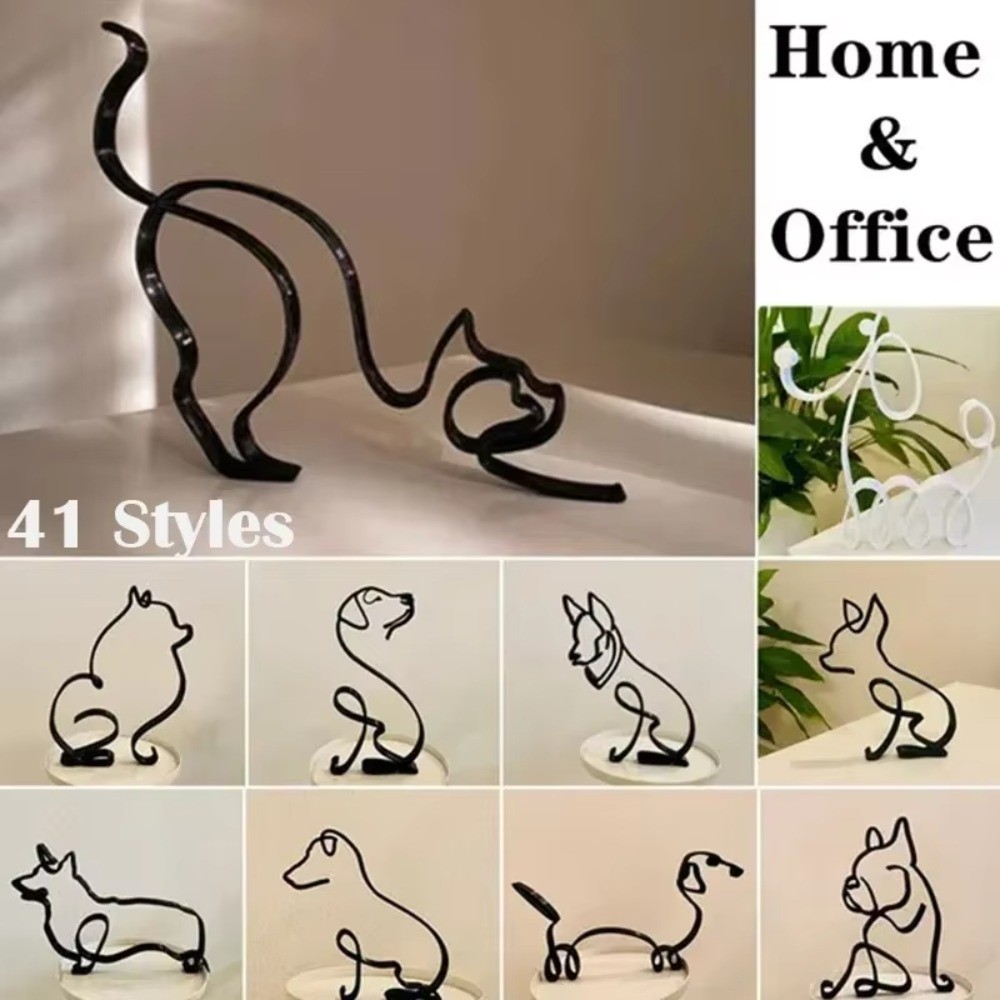 

2025 Dog Cat Minimalist Art Sculpture Decor Gift Metal Decor Modern Home Office Accessories Animal Shape Ornament Dropshipping