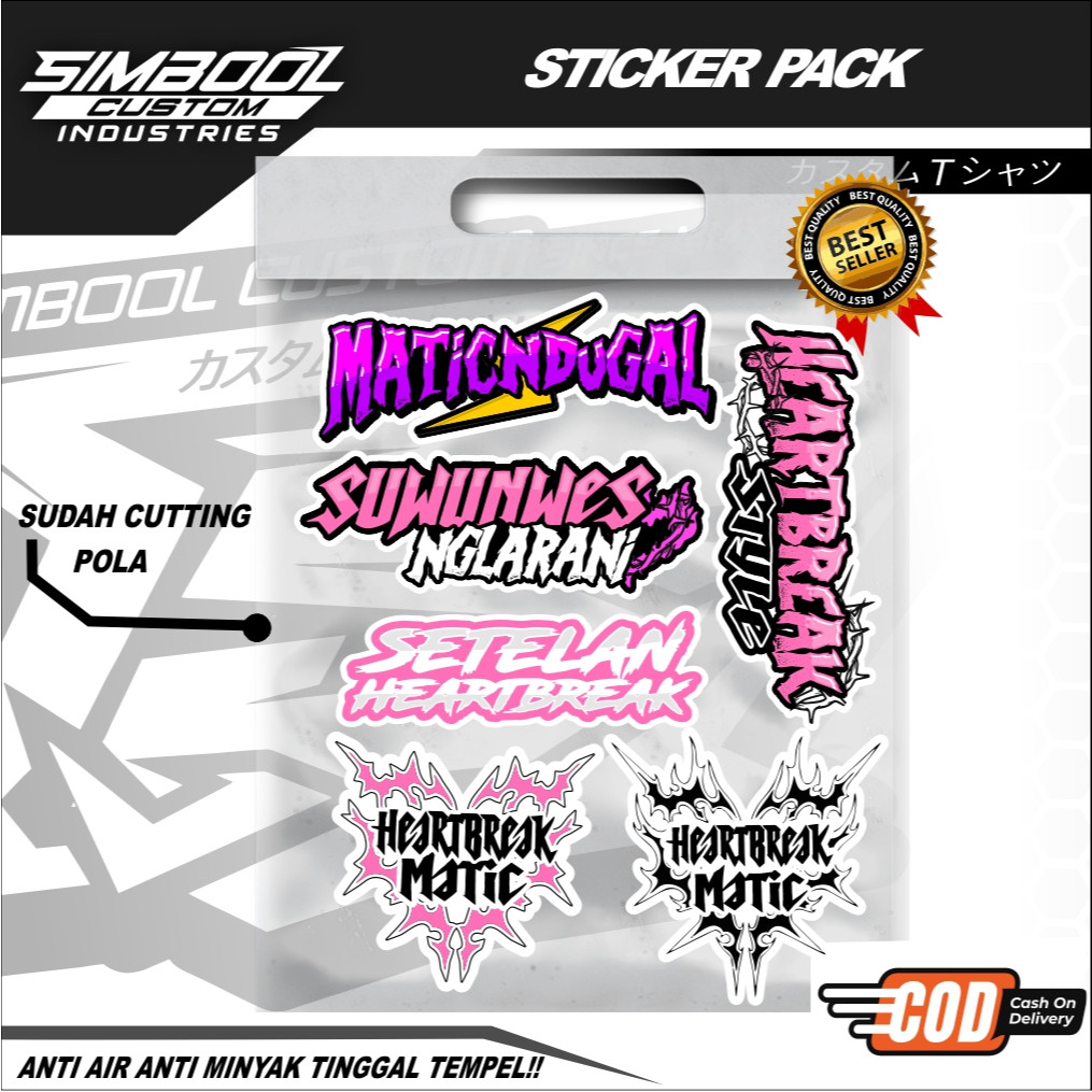 (BISACOD) - HEARTBREAK STYLE matic sticker VIRAL pack bahan stripping SUDAH POTONGPOLA MATIC NDUGAL