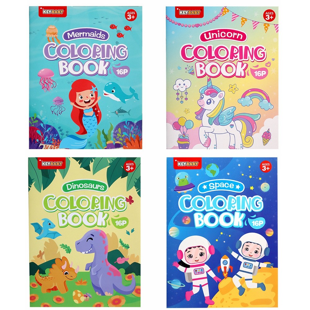 

16 Pages Boys Girls Children's Coloring Books Mermaid Dinosaur Unicorn Baby Drawing Book School Early Education Stationery Toys