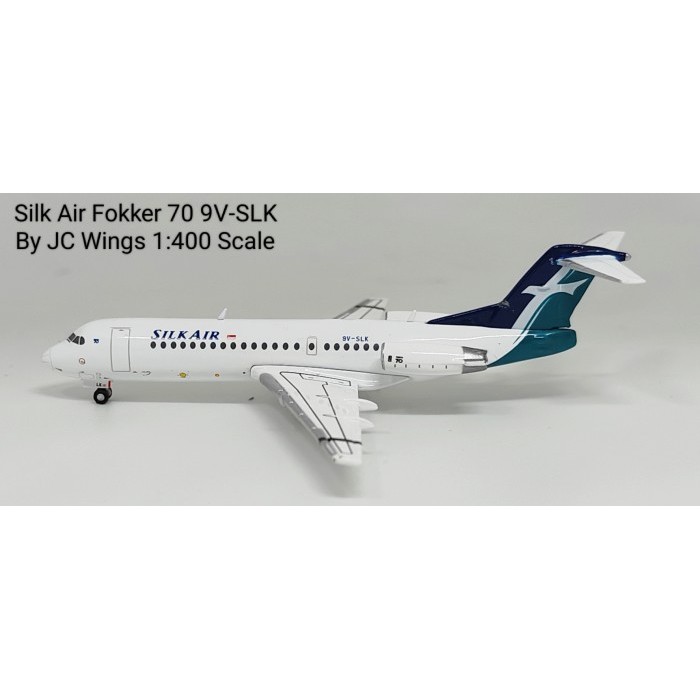 Miniatur Diecast Pesawat Terbang Silk Air Fokker 70 9V-SLK  JC Wings Skala 1/400