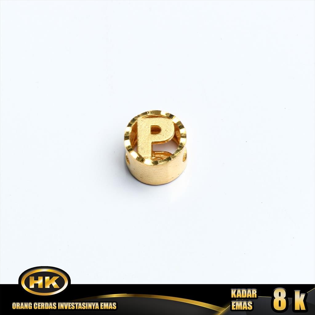 HK Mustika Gold - Liontin Emas 8K - Huruf P Bulat