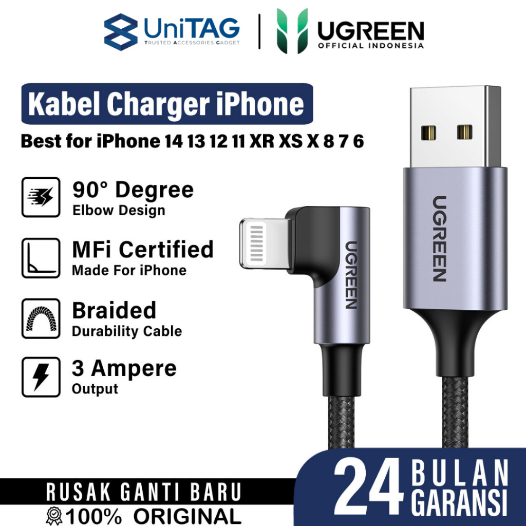 UGREEN Kabel Data Fast Charging iPhone XR XS Max X 8 SE 7 6 Plus Charger USB to Lightning Cable MFi