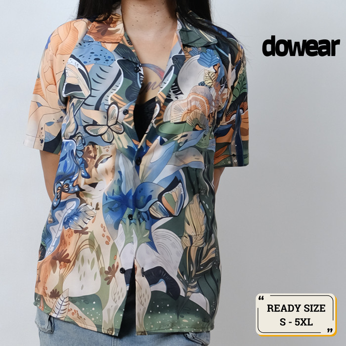 Hem Baju Kemeja Motif Cewe Cowo Motif Full Printing Oversize Pria Wanita Outdoor ABSTRAK KUPU - Dewa