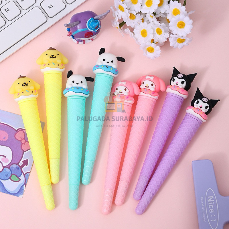 

⭐ PGS ⭐️ Pena Es Krim Cone Motif Sanrio Gel 0.5 mm Alat Tulis Sekolah