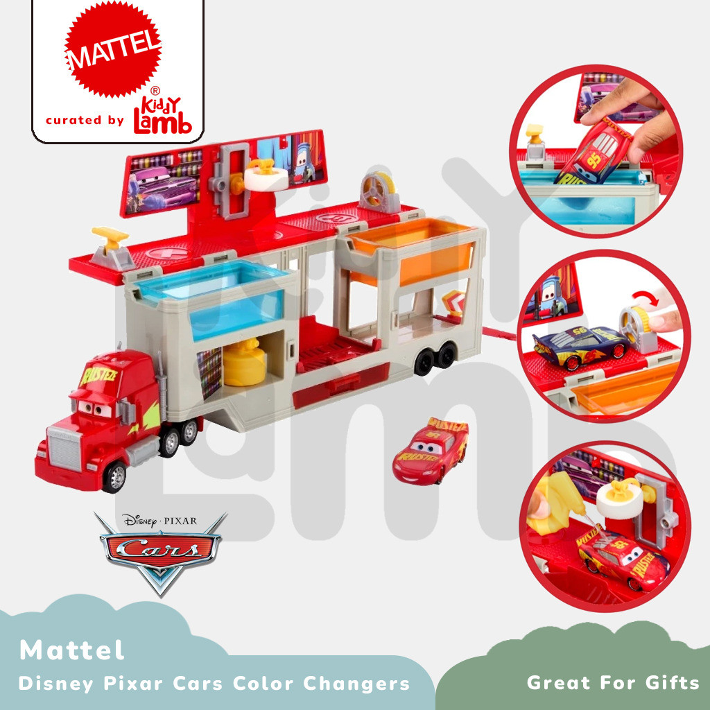 Mattel Cars Mack Trailer Mobile Paint Shop Color Changers / Koleksi Mcqueen Disney Figure Truck Char