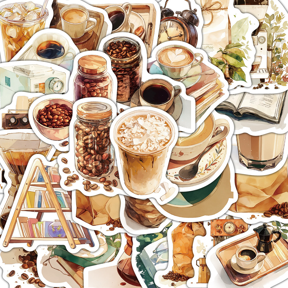 

30PCS Vintage Coffee Series Pack Stickers Harajuku Gifts Scrapbooking DIY Creative Paper Waterproof Skateboard Home Reading Stic
