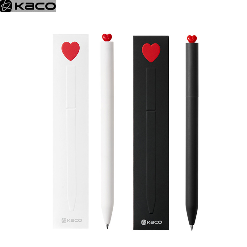 

KACO FIRST Cute LOVE Gel Pens Rotate 0.5mm Black Ink Refills ballpoint pen set Girls kawaii stationery For Valentine's Day Gift