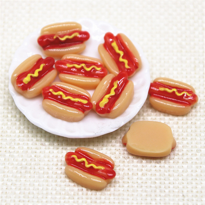 

Hot Dog 10PCS 10x16mm Resin Flatback Cabochon Miniature Food Art Supply Decoration Charm Craft