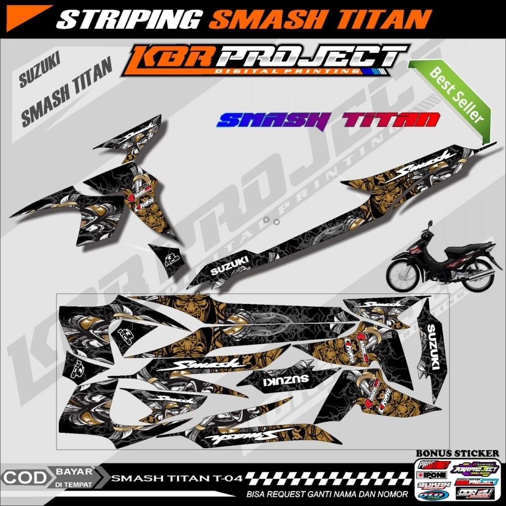SMASH TITAN STIKER STRIPING PREMIUM MOTOR KEREN STIKER LIS VARIASI SMASH TITAN STIKER MOTOR SUZUKI