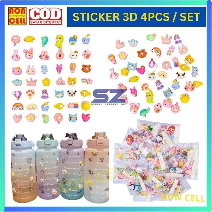 

STIKER 3D STICKER TIMBUL 4PCS BOTOL MINUM VIRAL KARAKTER STICKER 3D