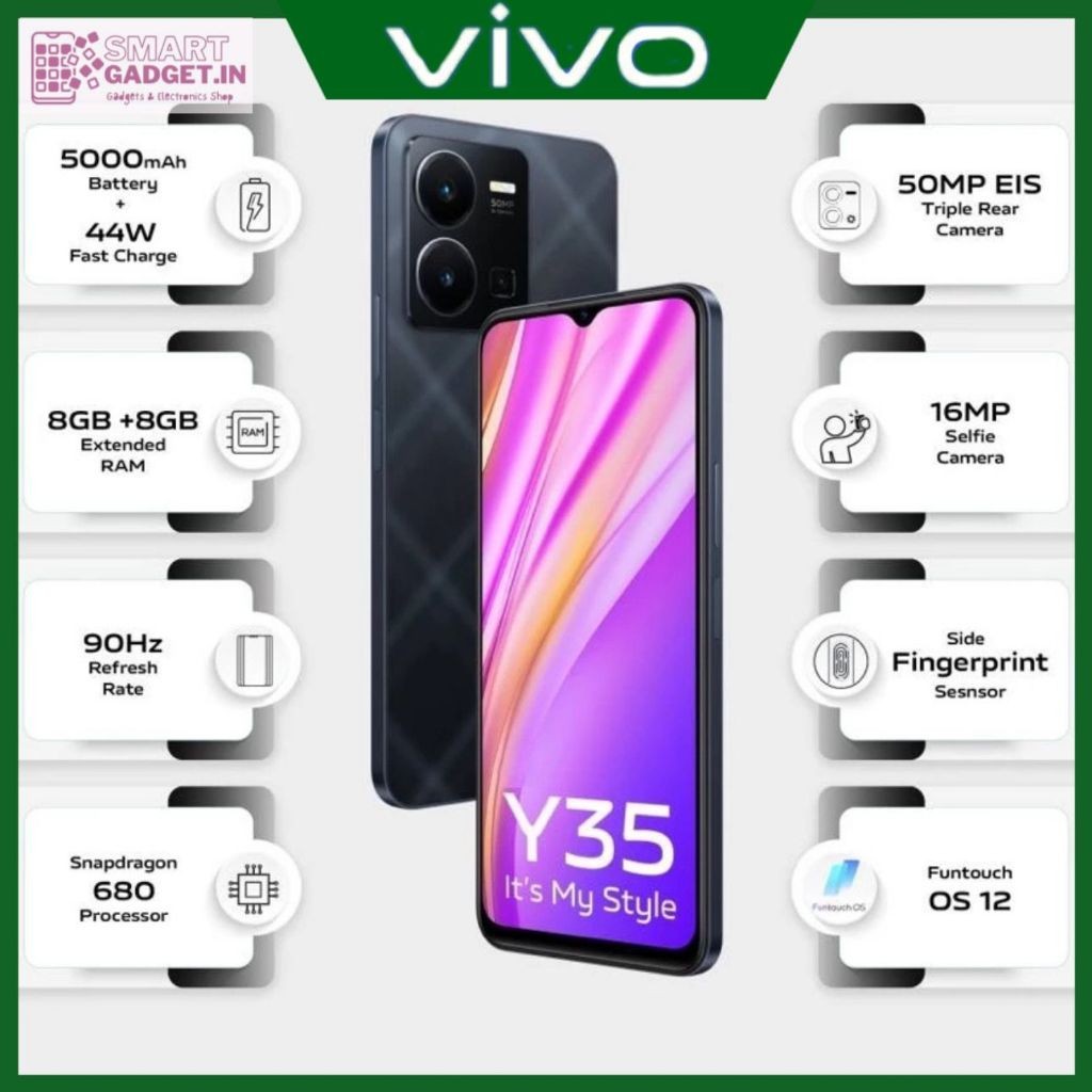 VIVO Y35 5G RAM 8/256GB NEW ARRIVAL+Layar 6,58inci+44W FlasCharger+Camera 50MP