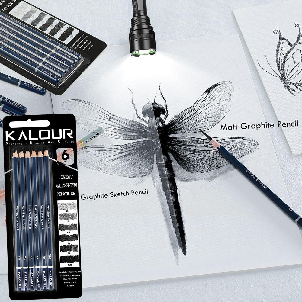 

KALOUR PDAS Graphite Pencil Charcoal Pencils Set, 6/12pcs High Quality Drawing Materials Pro Artists Sketching Supplies zeichnen