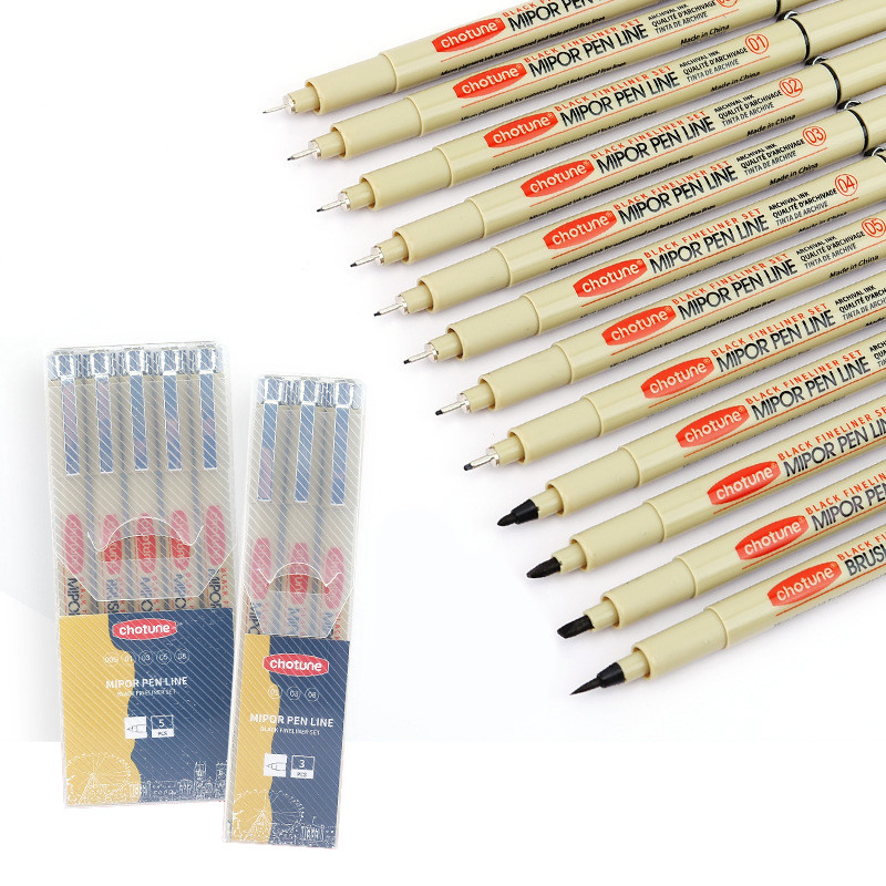 

Pigment Liner Micron Pen Set Neelde Drawing Pen 005 01 02 03 04 05 08 1.0 Brush Art Markers Fineliner Sketching Pen for Anime