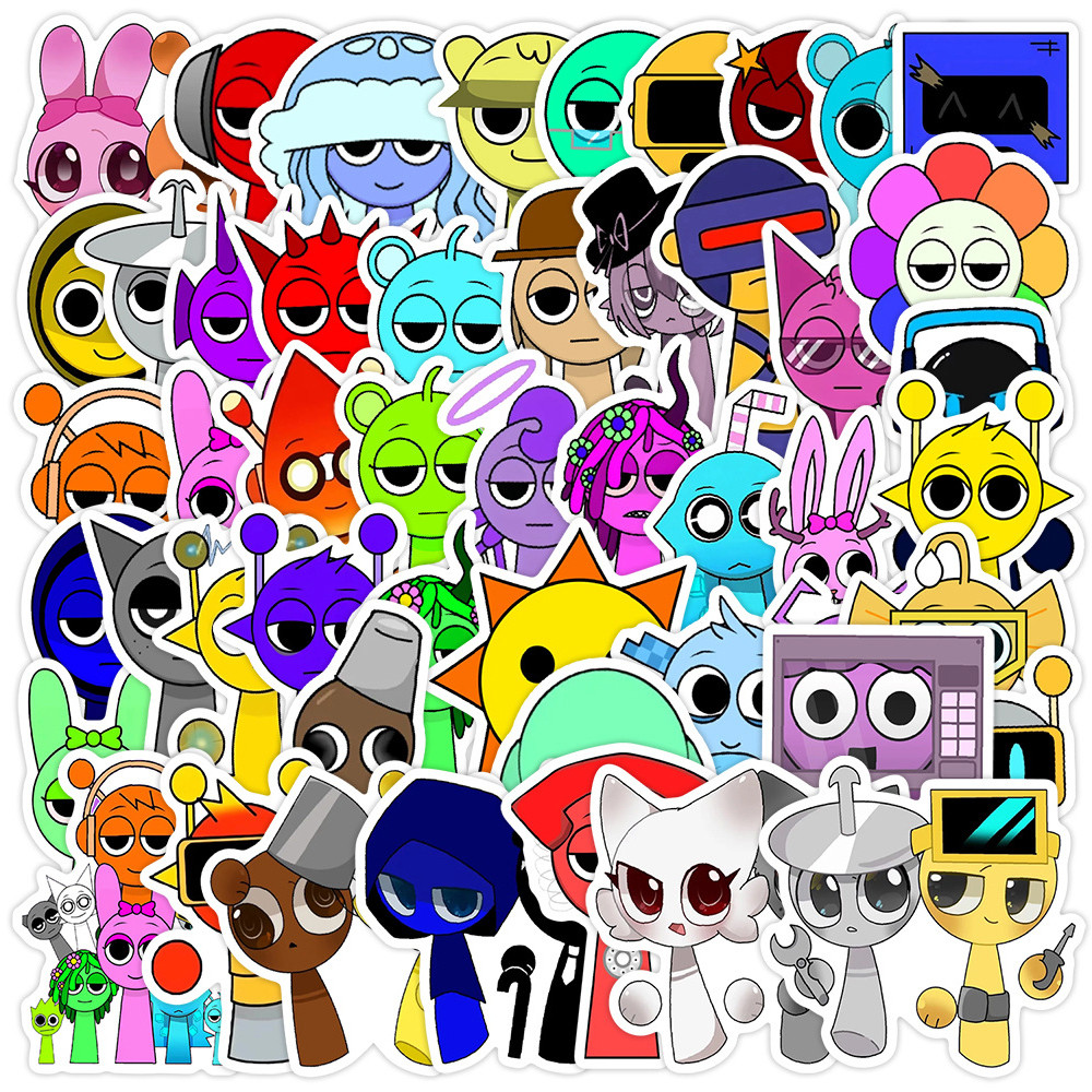 

10/30/50pcs Cute Increbox Sprunki Stickers Cartoon Music Game Sticker Water Bottle Notebook Phone Graffiti Decals for Kids Toy