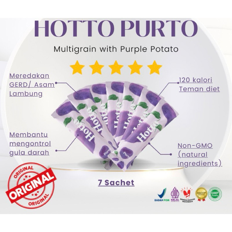 

7 SACHET Hotto Purto Multigrain with Purple Potato Minuman Kesehatan Pengganti Sarapan