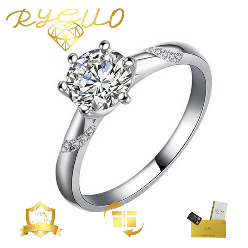 RYGUO Cincin Moissanite Platinum D Grade PT950 Untuk Wanita