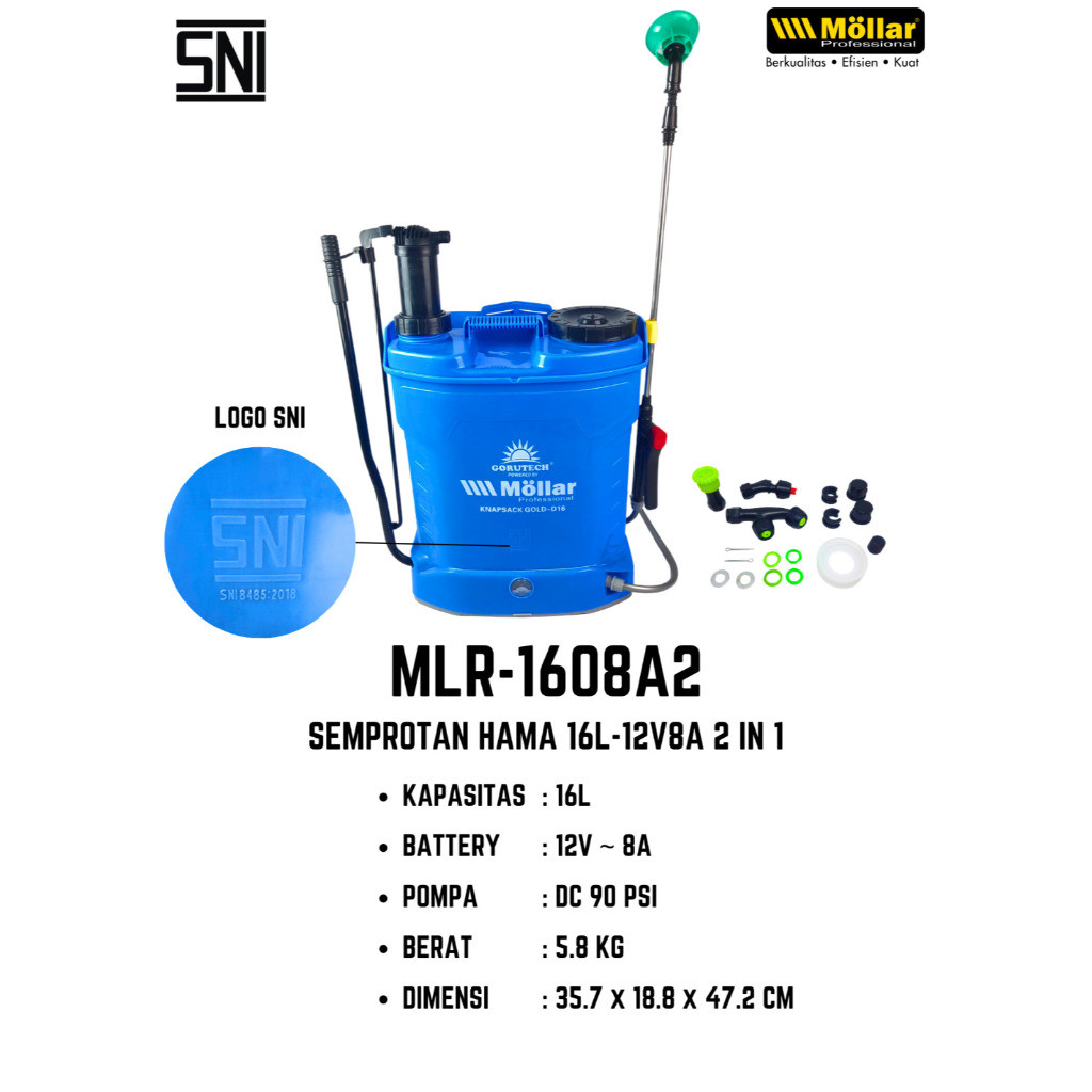 MOLLAR Alat Semprot Hama - Sprayer 2 In 1 Manual Elektrik 16 Liter SNI KNAPSACK