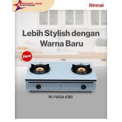 Kompor Rinnai Kaca 2 tungku 712 GA(OB) (OceanBlue) NEW / Kompor rinnai jumbo kaca / Kompor kaca rinn