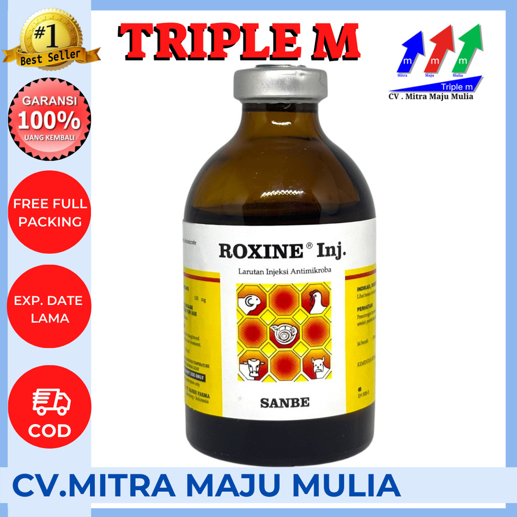 Roxine 50 ml TRIPLE M - Antibiotik Sapi Kambing dll Sanbe