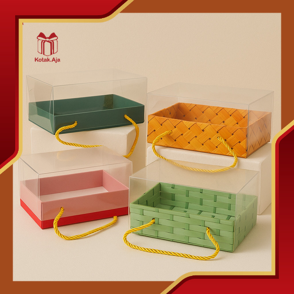 Box Mika Transparan / Box Mika Handle Tali / Kotak Kue Mika / Box Makanan / Box PackagingI HG02-HG11