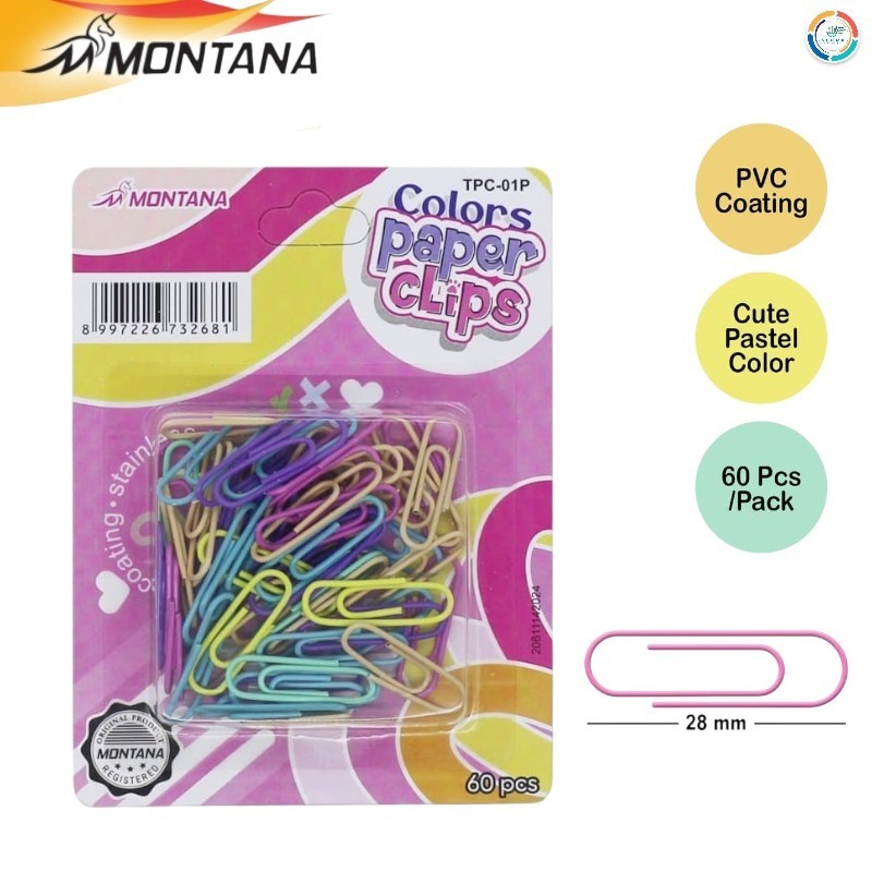 

MONTANA Colors Paper Clip / Penjepit Kertas Klip Warna Warni TPC-01P
