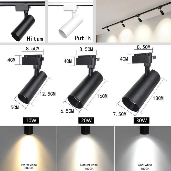 

lampu led track light cob 10w lampu spot light rel 10 watt HL X1010 - Hitam Putih
