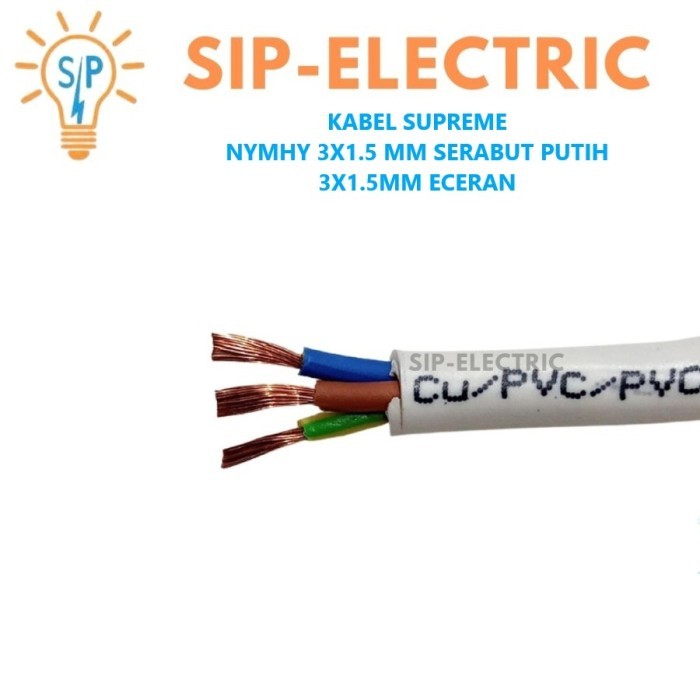 Kabel Supreme Nymhy 3X1.5 Mm Putih Serabut Eceran / Supreme Nymhy 3X1,5 Mm