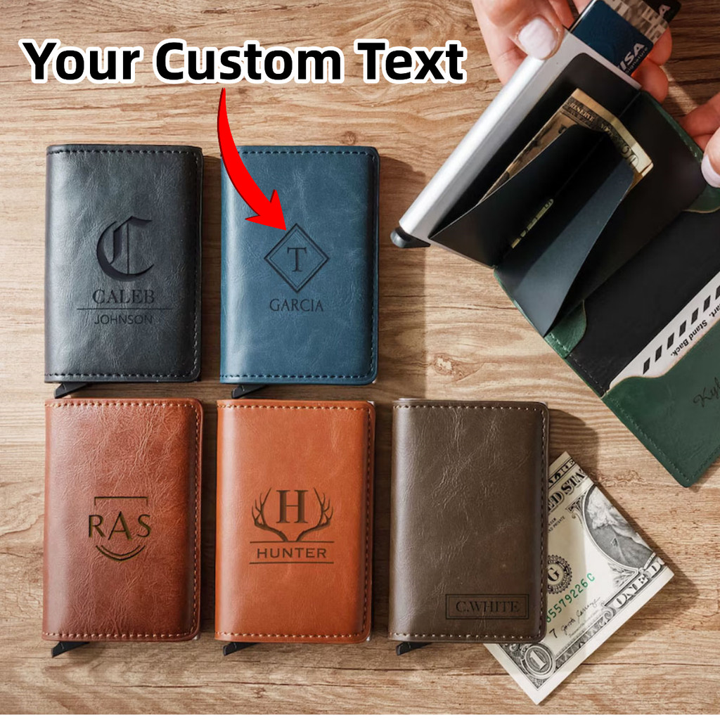 Personalized Custom Name Pop Up Wallet Bank Cardholder Wallets PU Leather Credit Card Wallets Holder
